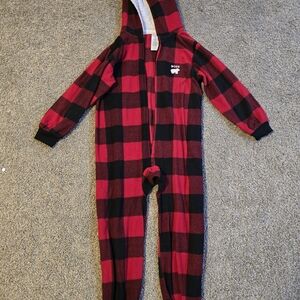 The Children's Place Red and Black Plaid Footed Pajamas